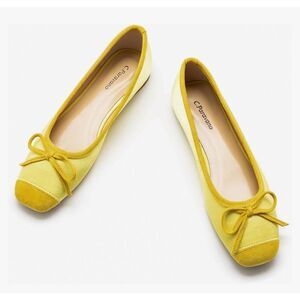 C.Paravano Ballet Flats | Square Toe Shoes | Bow Slip Ons | 5.5